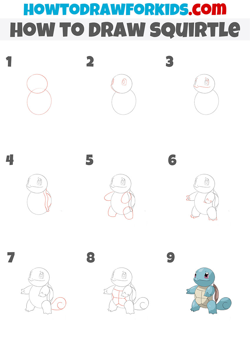 how to draw squirtle step by step