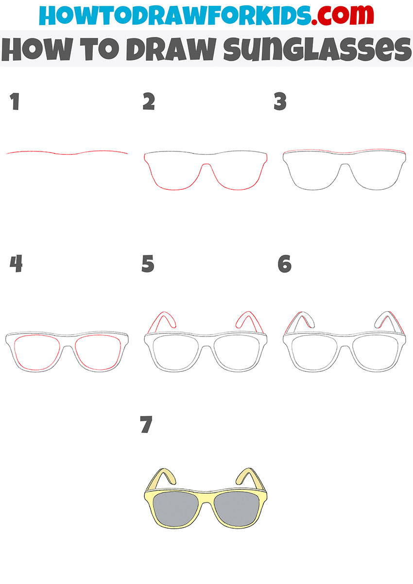 how to draw sunglasses step by step