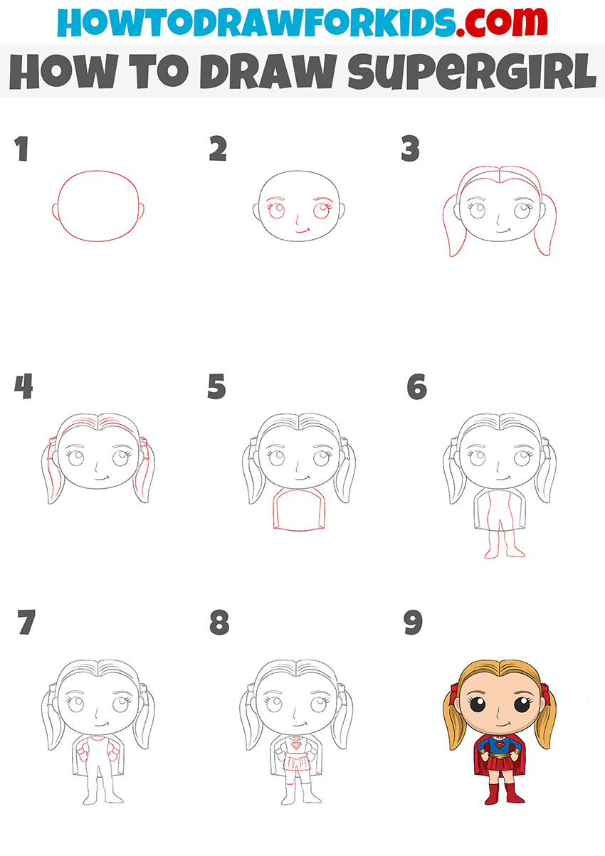 how to draw supergirl step by step