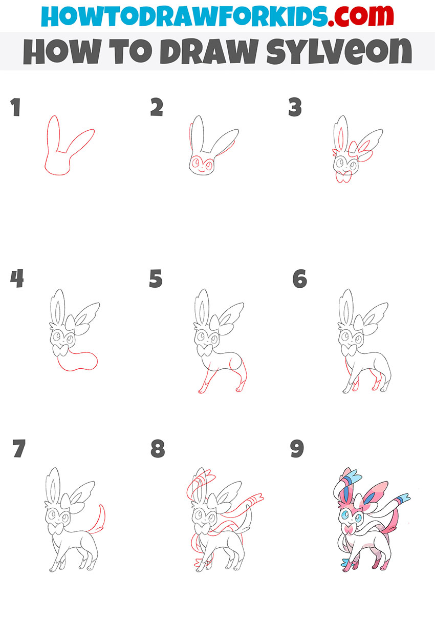 How to Draw Sylveon Easy Drawing Tutorial For Kids