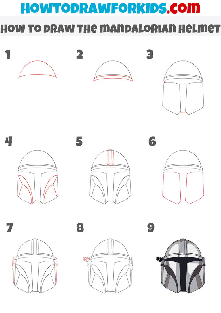 How to Draw the Mandalorian Helmet Drawing Tutorial For Kids