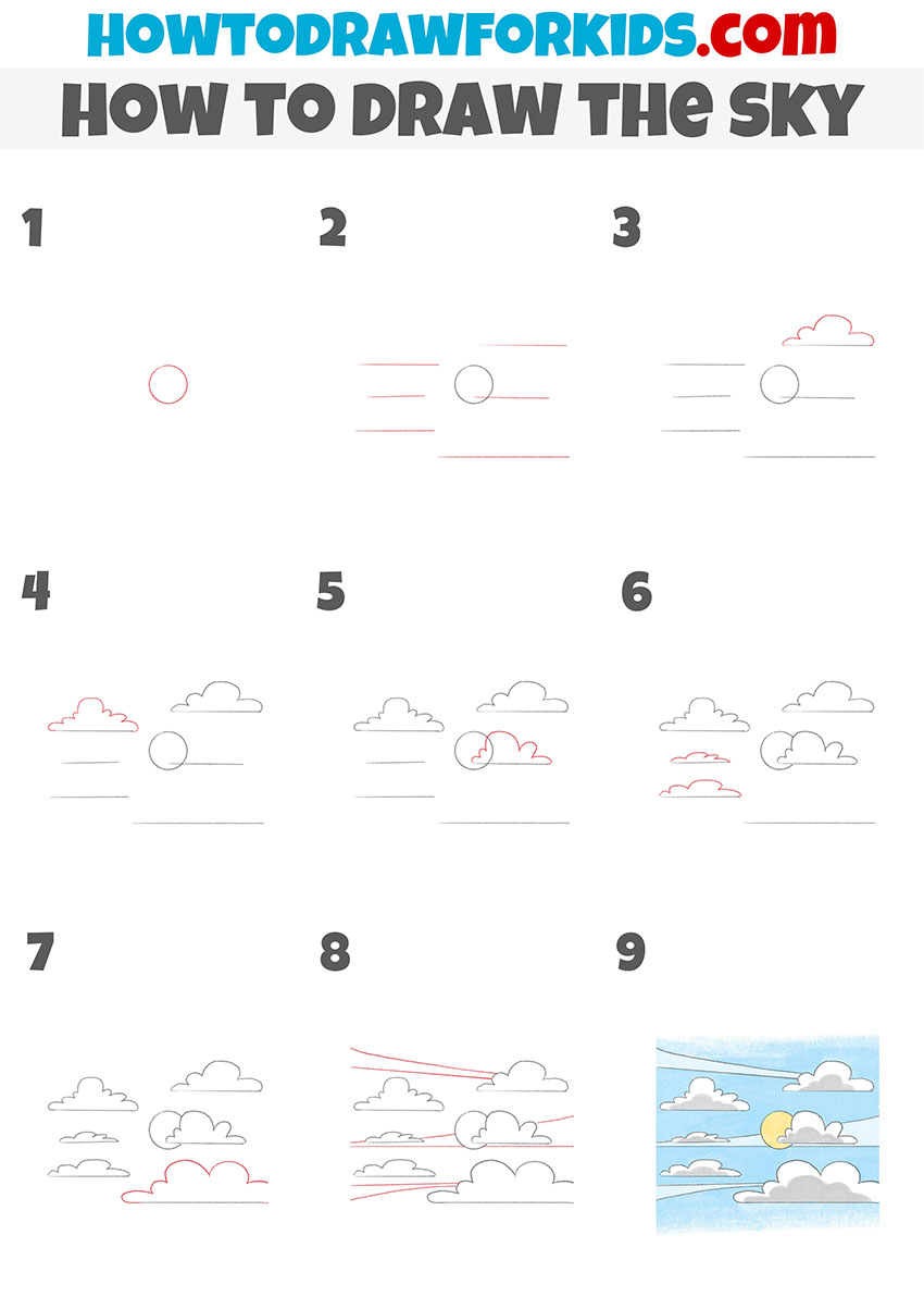 how to draw the sky step by step