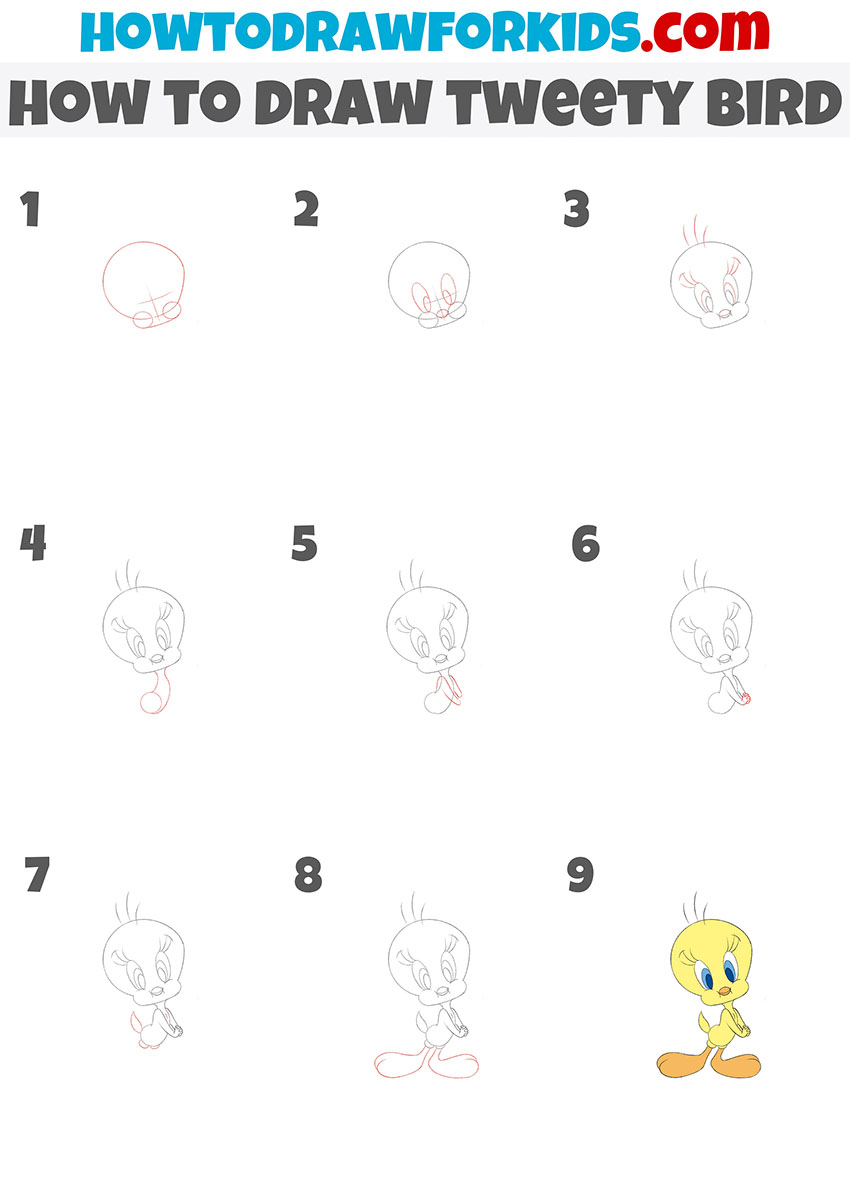 How to Draw Tweety Bird Easy Drawing Tutorial For Kids