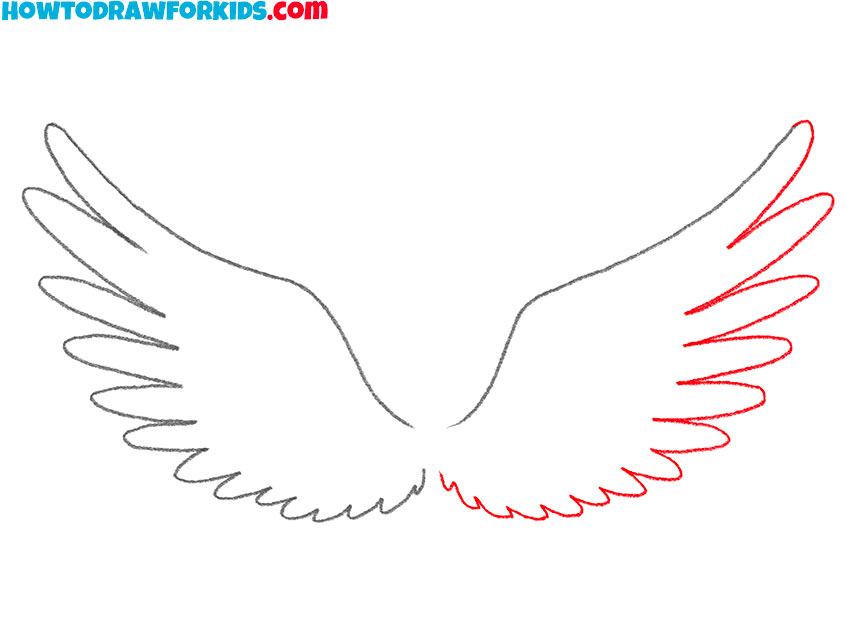 how to draw feathered wings for kindergarten
