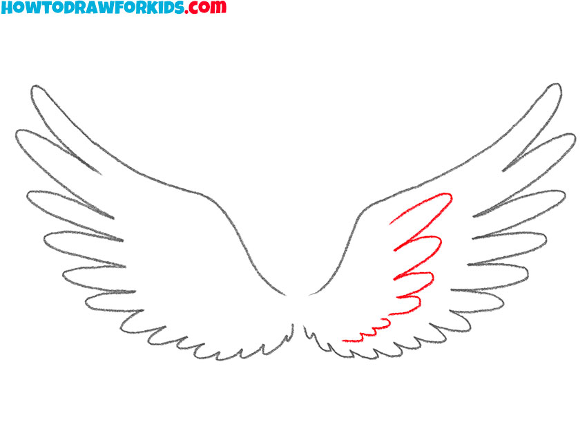 how to draw feathered wings for kids