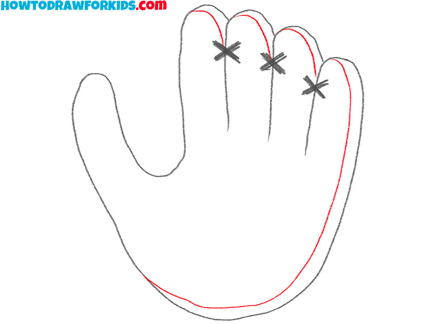 how to draw a baseball glove for kindergarten
