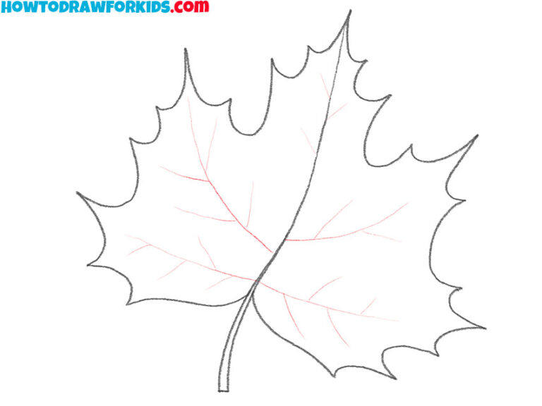 How To Draw An Autumn Leaf Easy Drawing Tutorial For Kids   5 How To Draw An Autumn Leaf For Beginners 768x576 