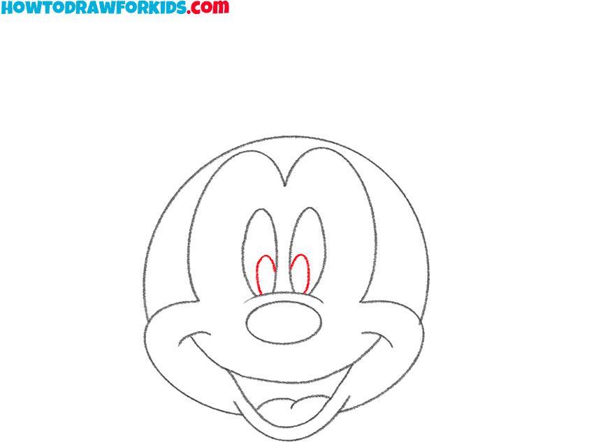 how to draw mickey mouse face for beginners