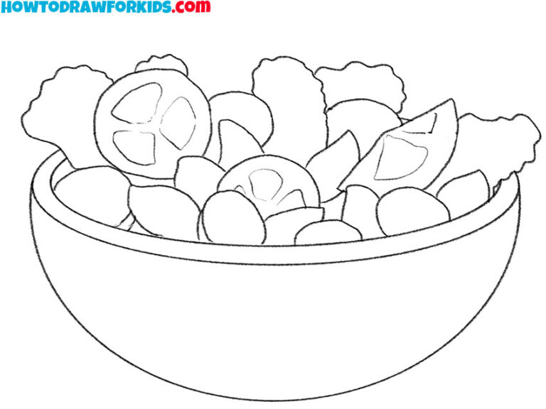 How to Draw a Salad Easy Drawing Tutorial For Kids
