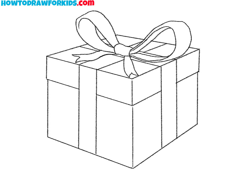 how to draw a 3d present box1