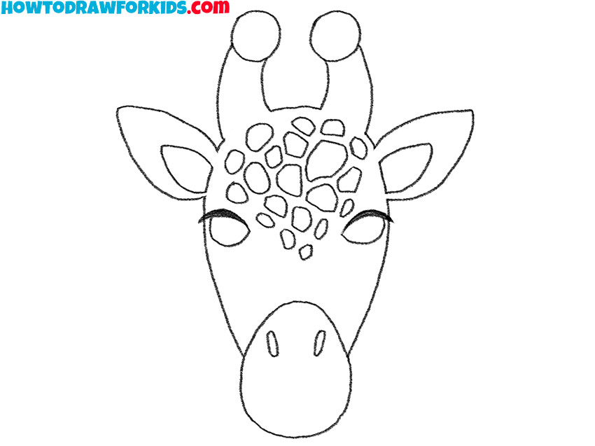 how to draw a giraffe head realistic