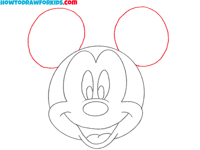 how to draw mickey mouse face for kindergarten