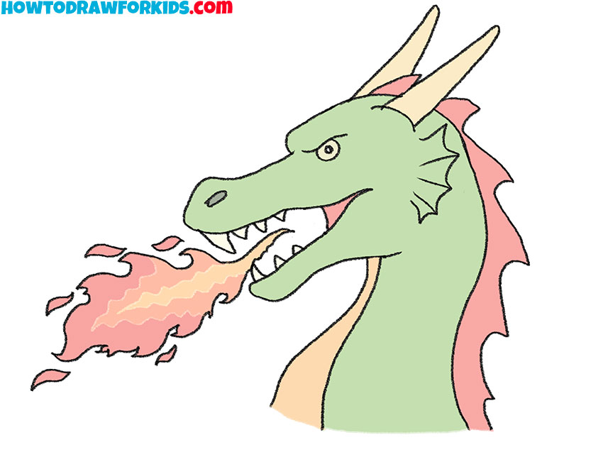 cartoon fire dragon drawing