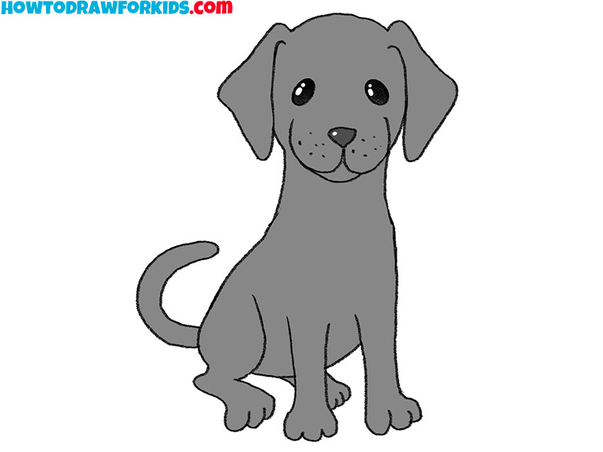 how to draw a black lab simple