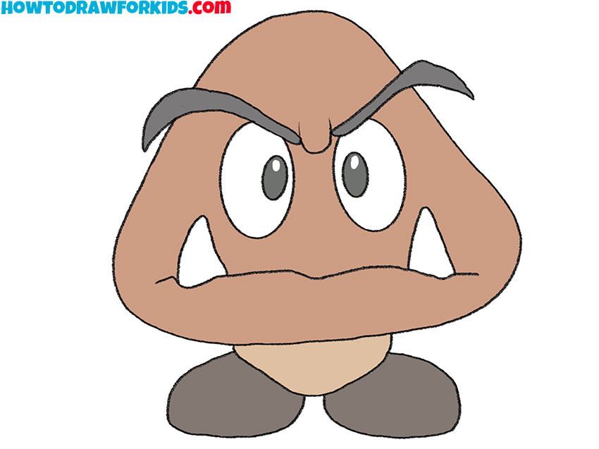 how to draw goomba cartoon