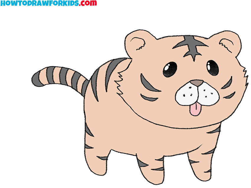 simple tiger drawing tutorial cartoon