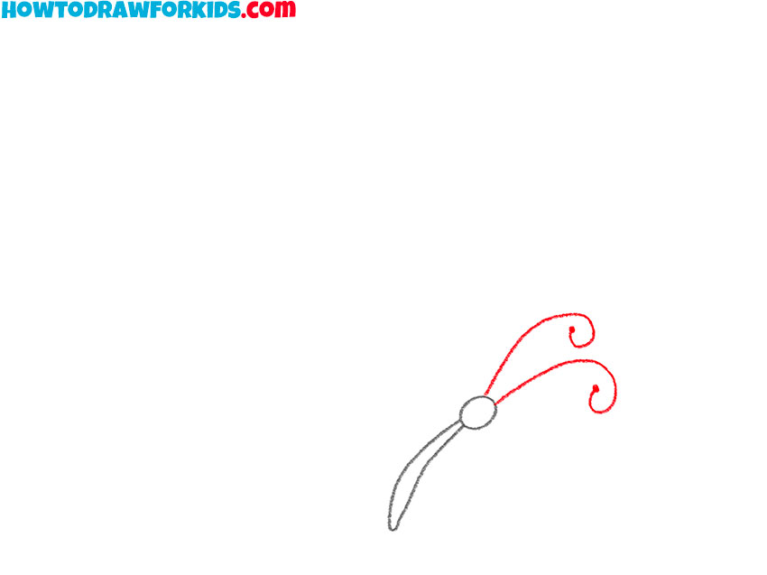 Draw the antenna lines of the butterfly