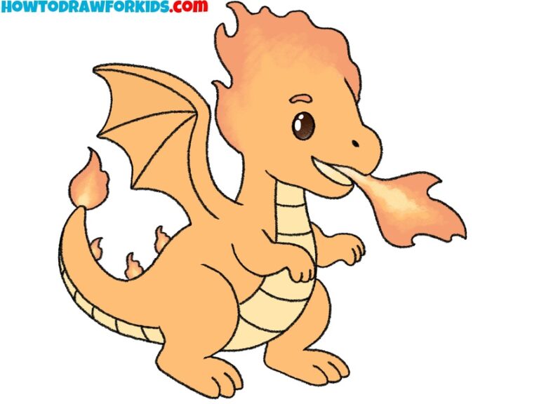 How to Draw a Fire Dragon - Easy Drawing Tutorial For Kids