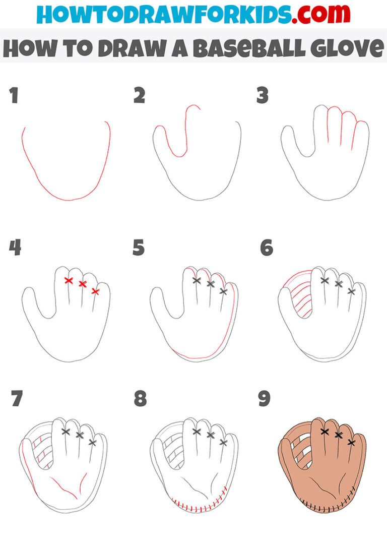 How to Draw a Baseball Glove Easy Drawing Tutorial For Kids