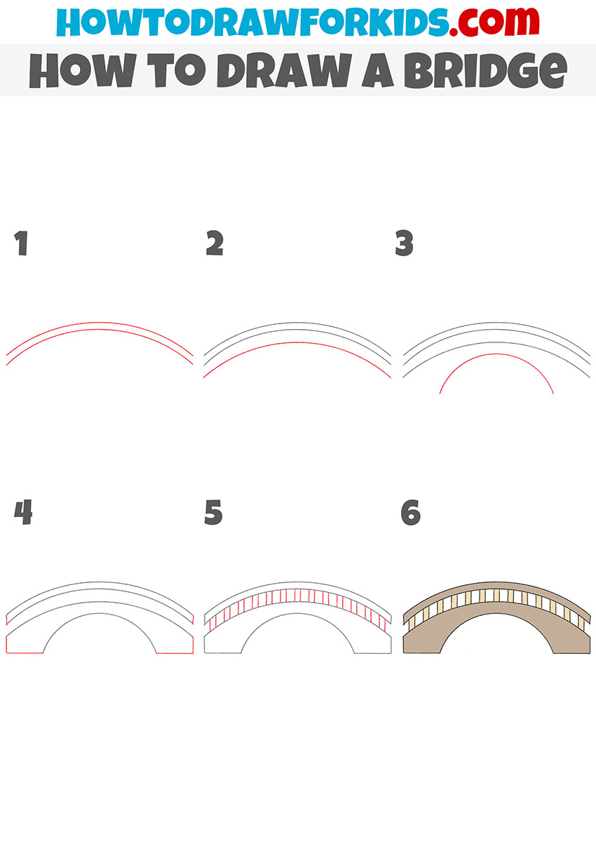 how to draw a bridge step by step