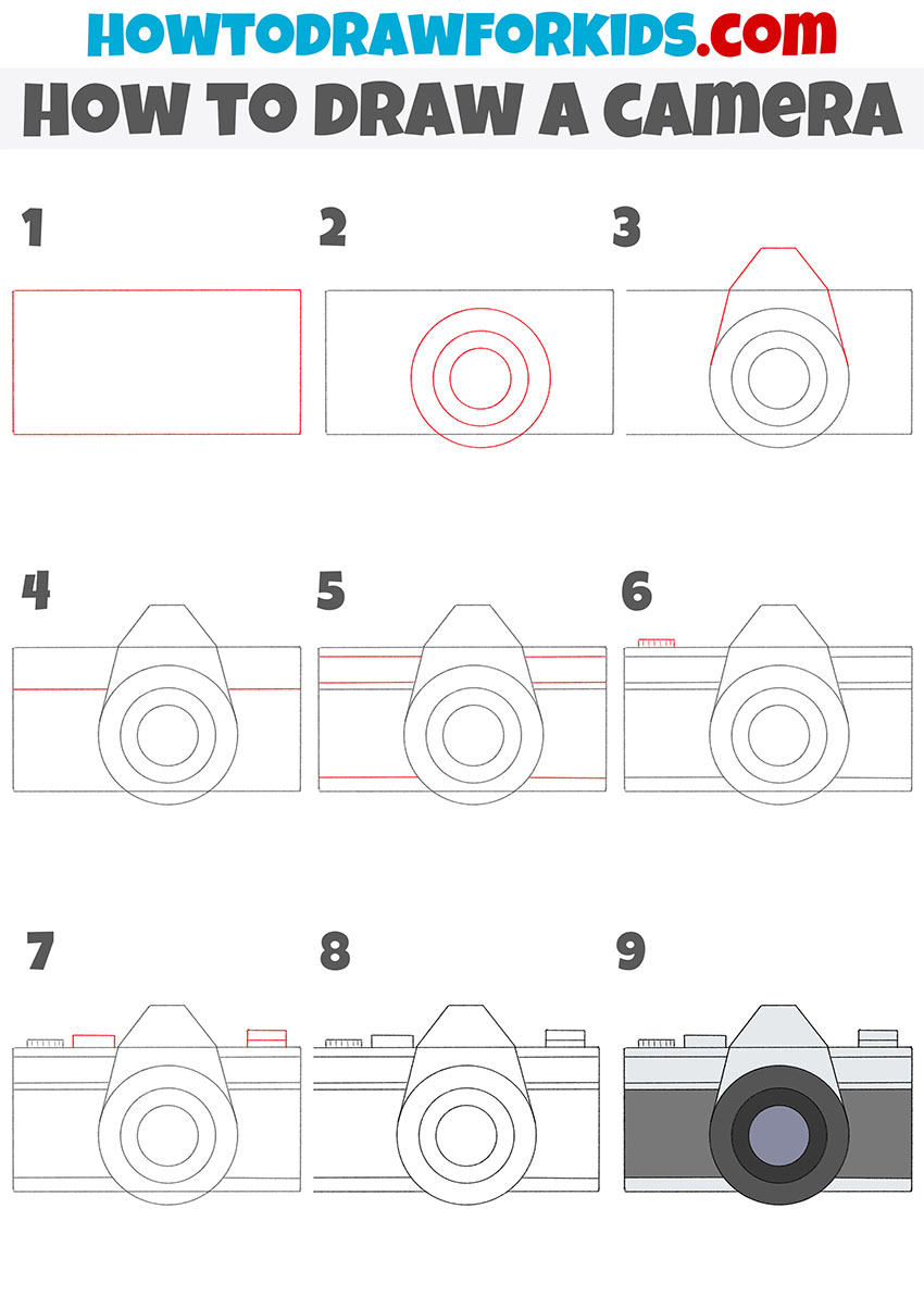 how to draw a camera step by step