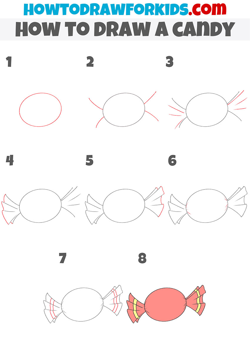 how to draw a candy step by step