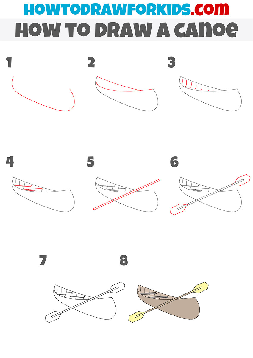 How to Draw a Canoe Easy Drawing Tutorial For Kids