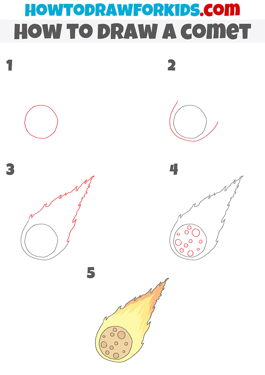 how to draw a comet step by step