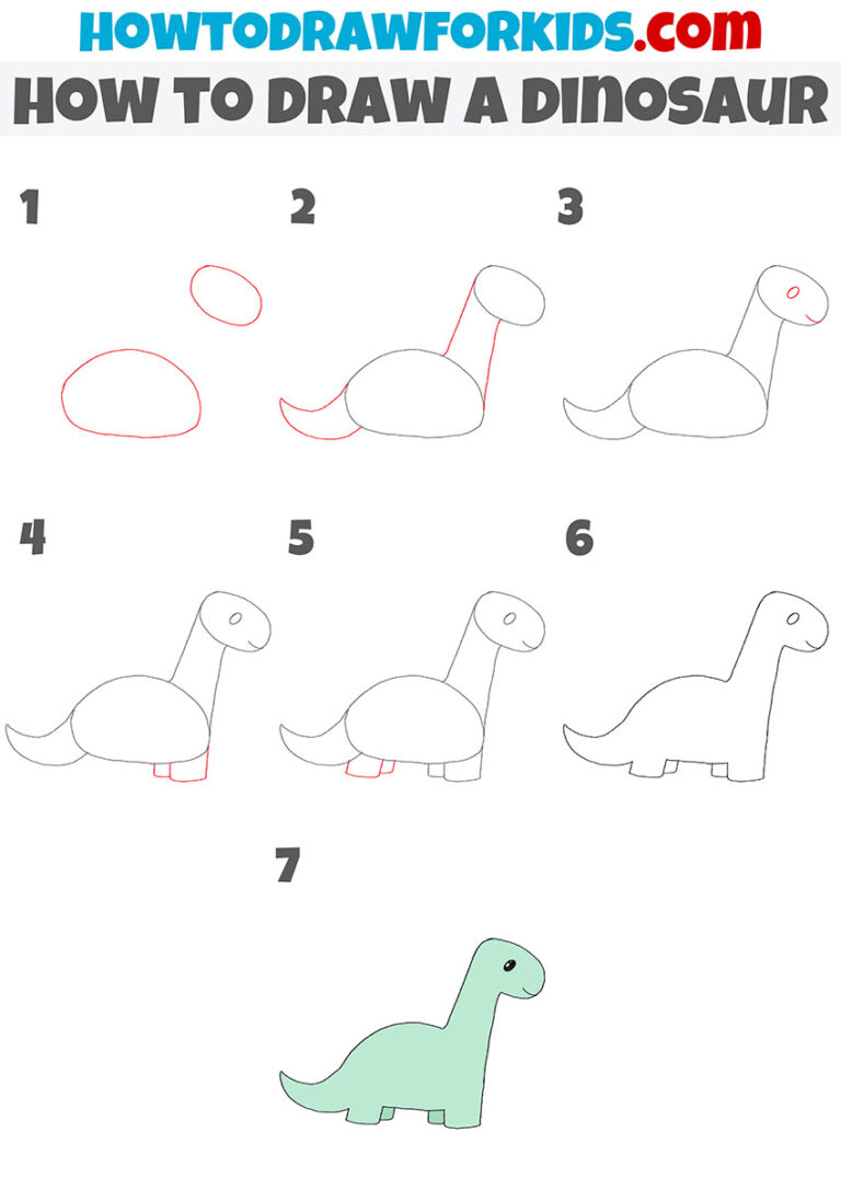 How to Draw a Dinosaur - Easy Drawing Tutorial For Kids