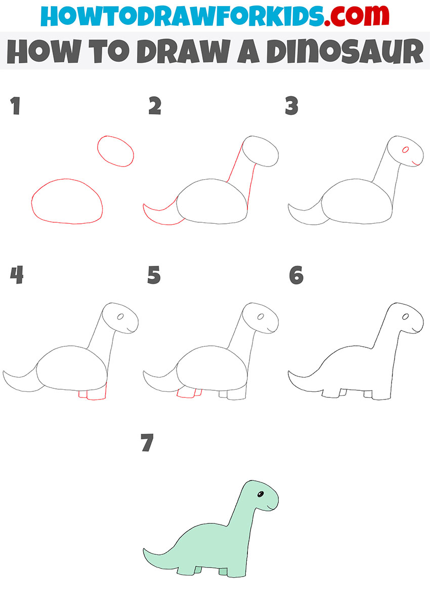 how to draw a dinosaur step by step