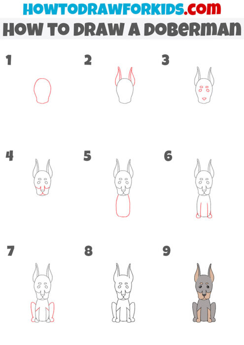 How to Draw a Doberman - Easy Drawing Tutorial For Kids