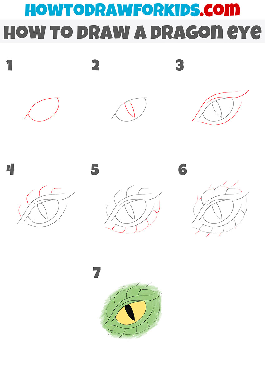 how to draw a dragon eye step by step