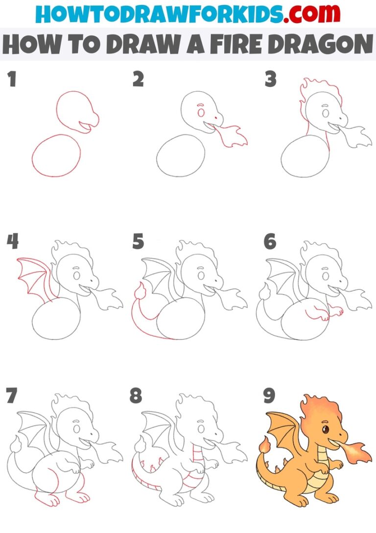 How to Draw a Fire Dragon - Easy Drawing Tutorial For Kids