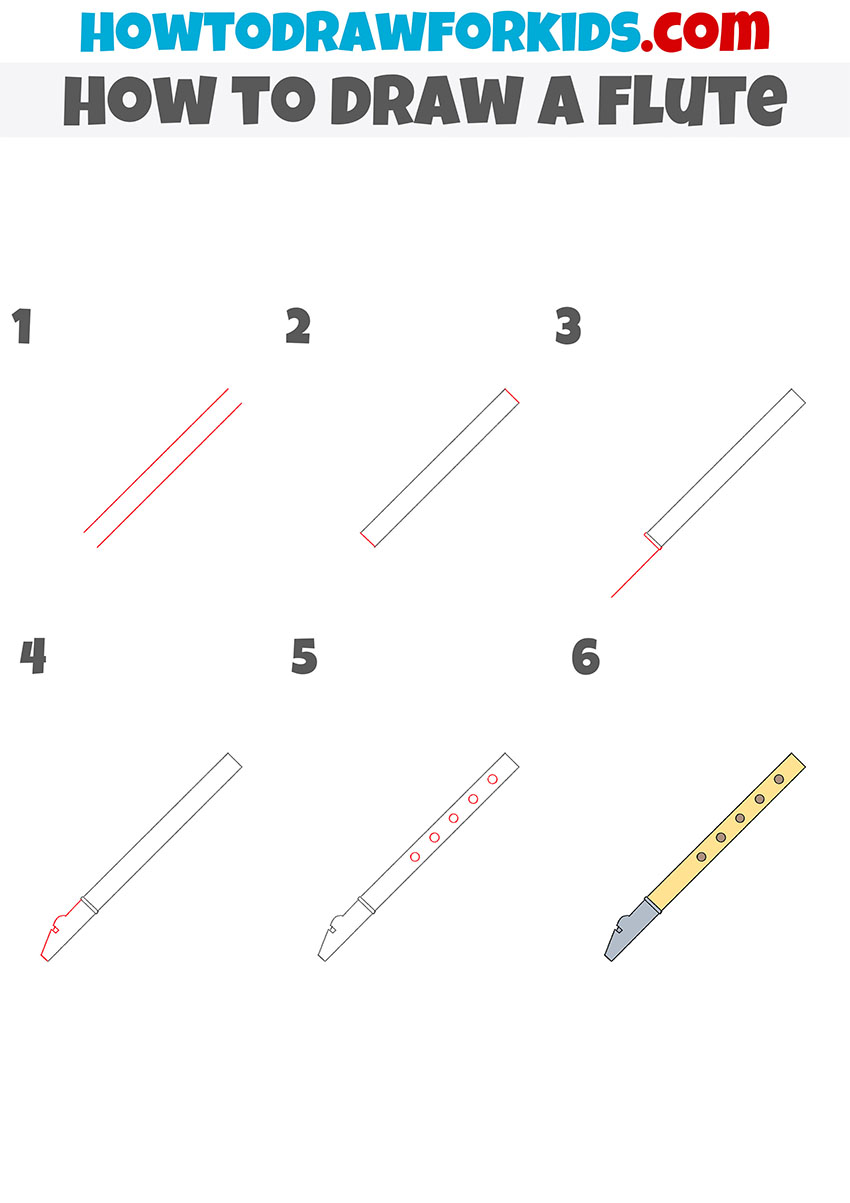 how to draw a flute step by step