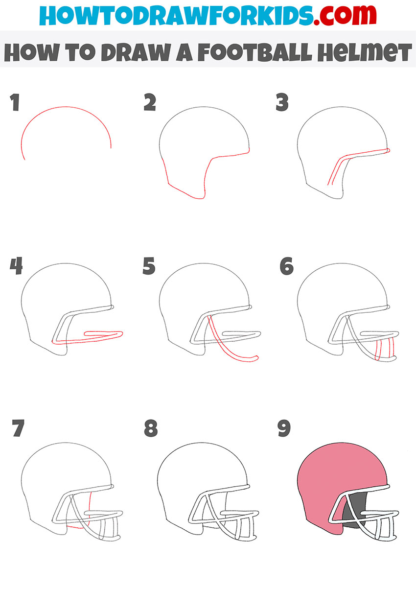 how to draw a football helmet step by step