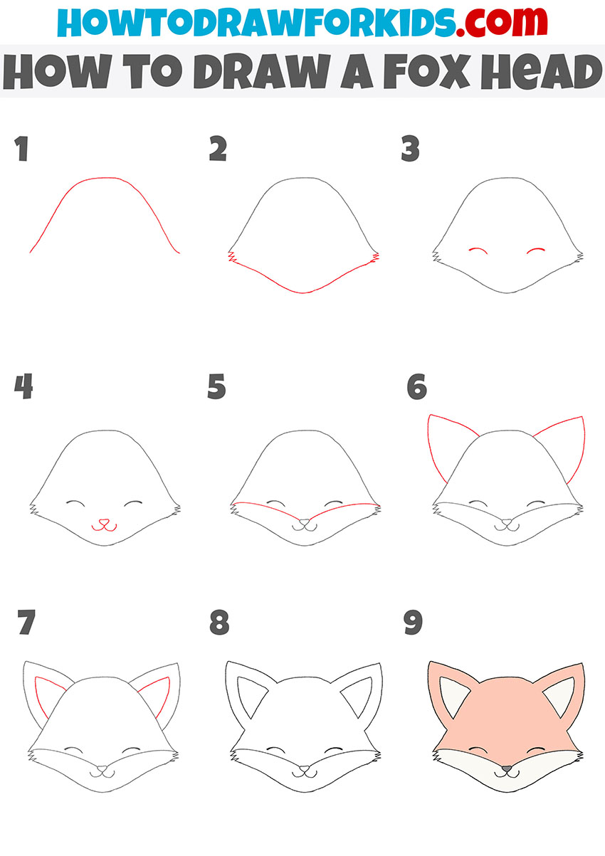 how to draw a fox head step by step