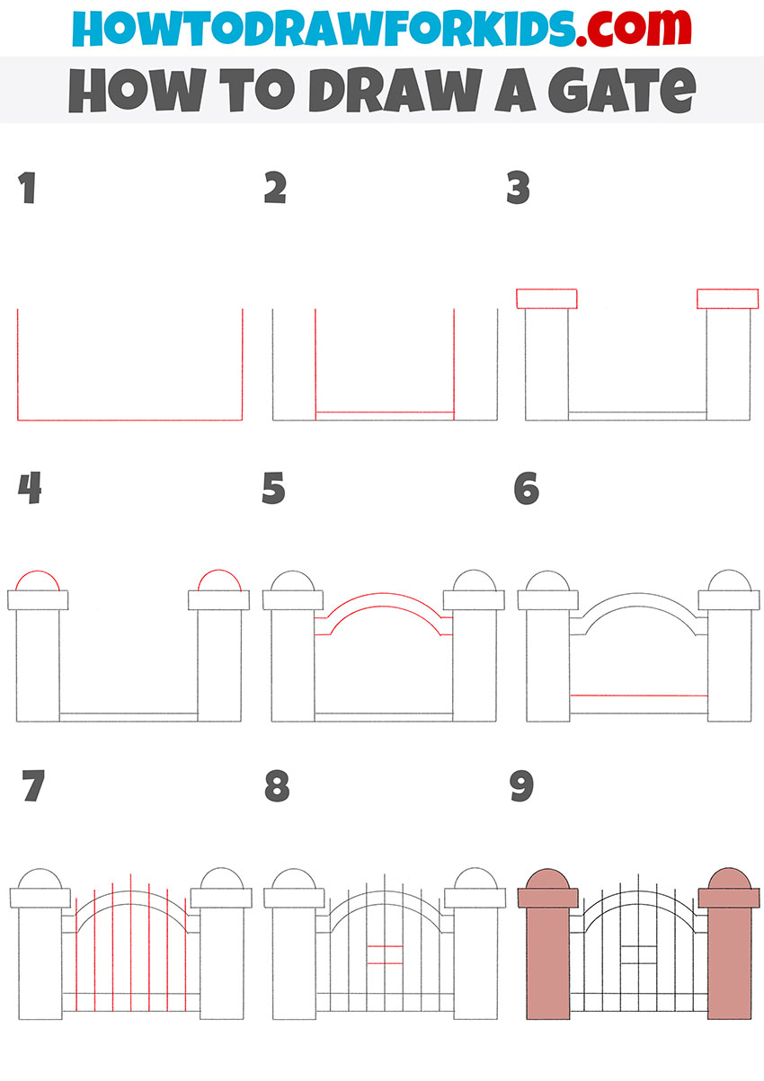 how to draw a gate step by step