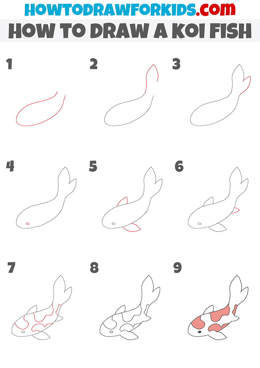 how to draw a koi fish step by step
