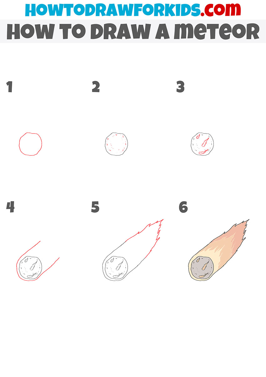 how to draw a meteor step by step
