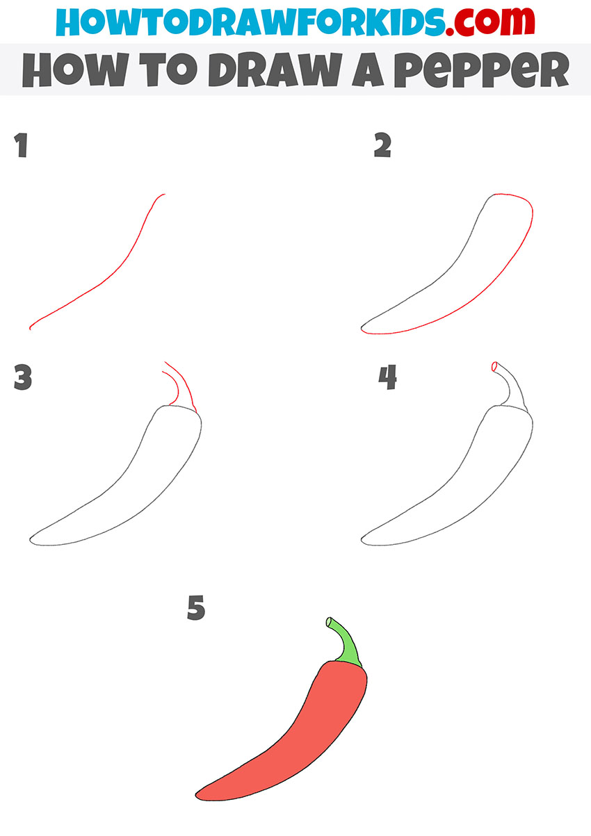 how to draw a pepper step by step