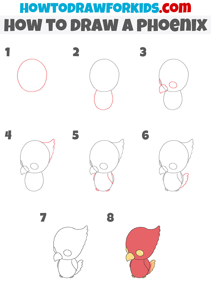 how to draw a phoenix step by step