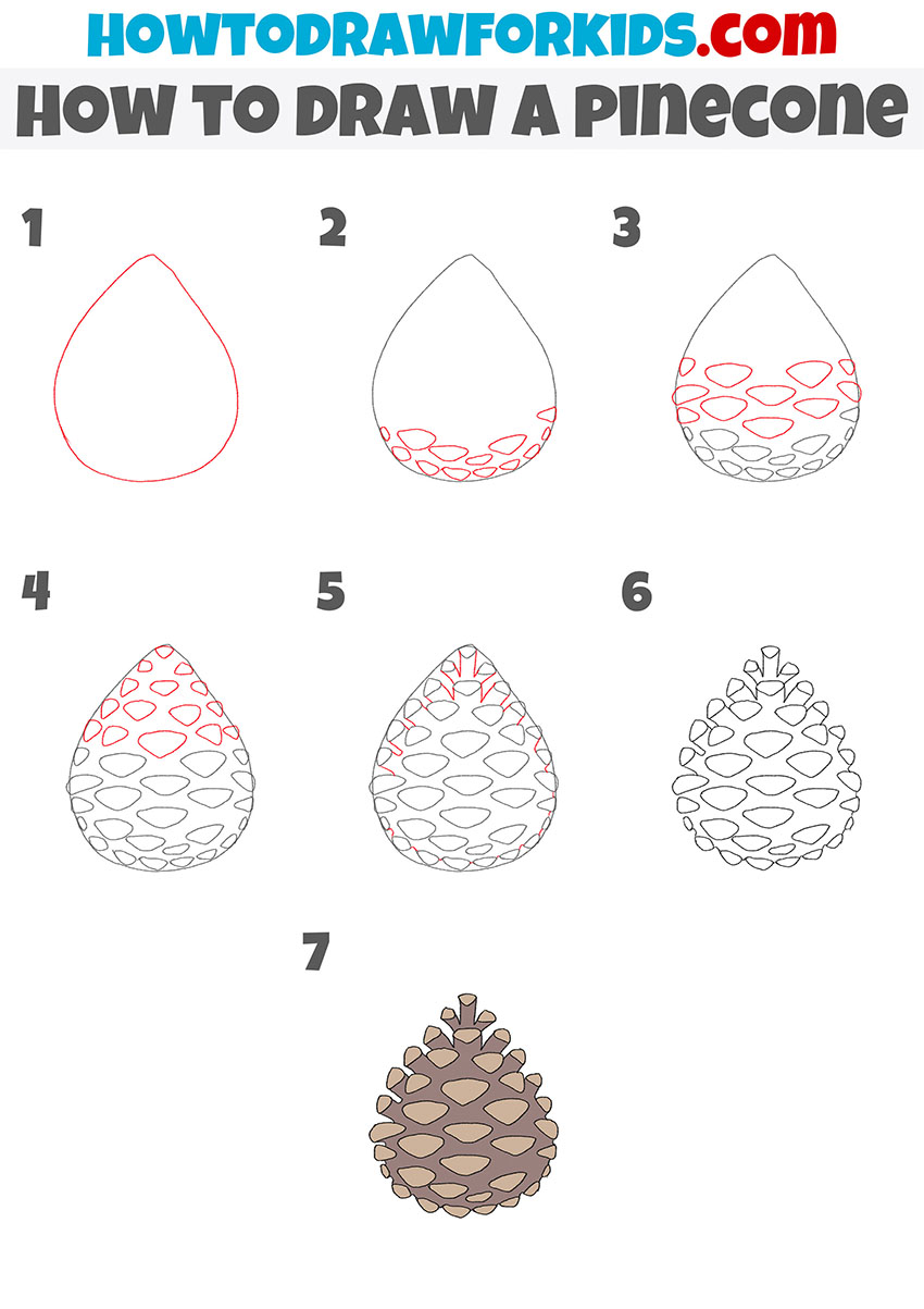 how to draw a pinecone step by step