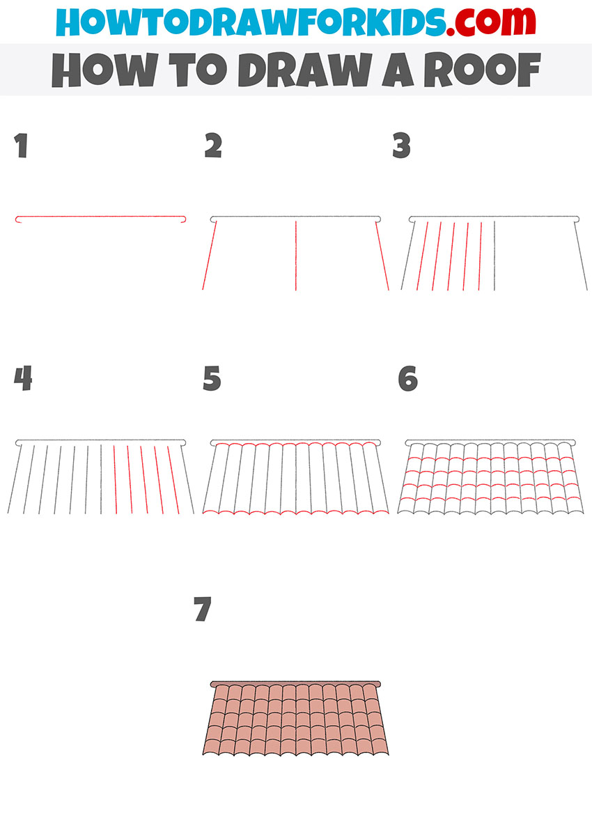 how to draw a roof step by step