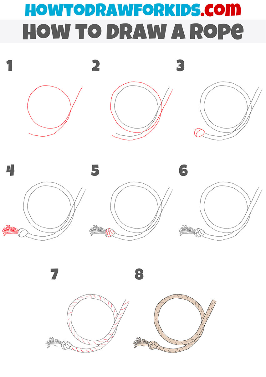how to draw a rope step by step