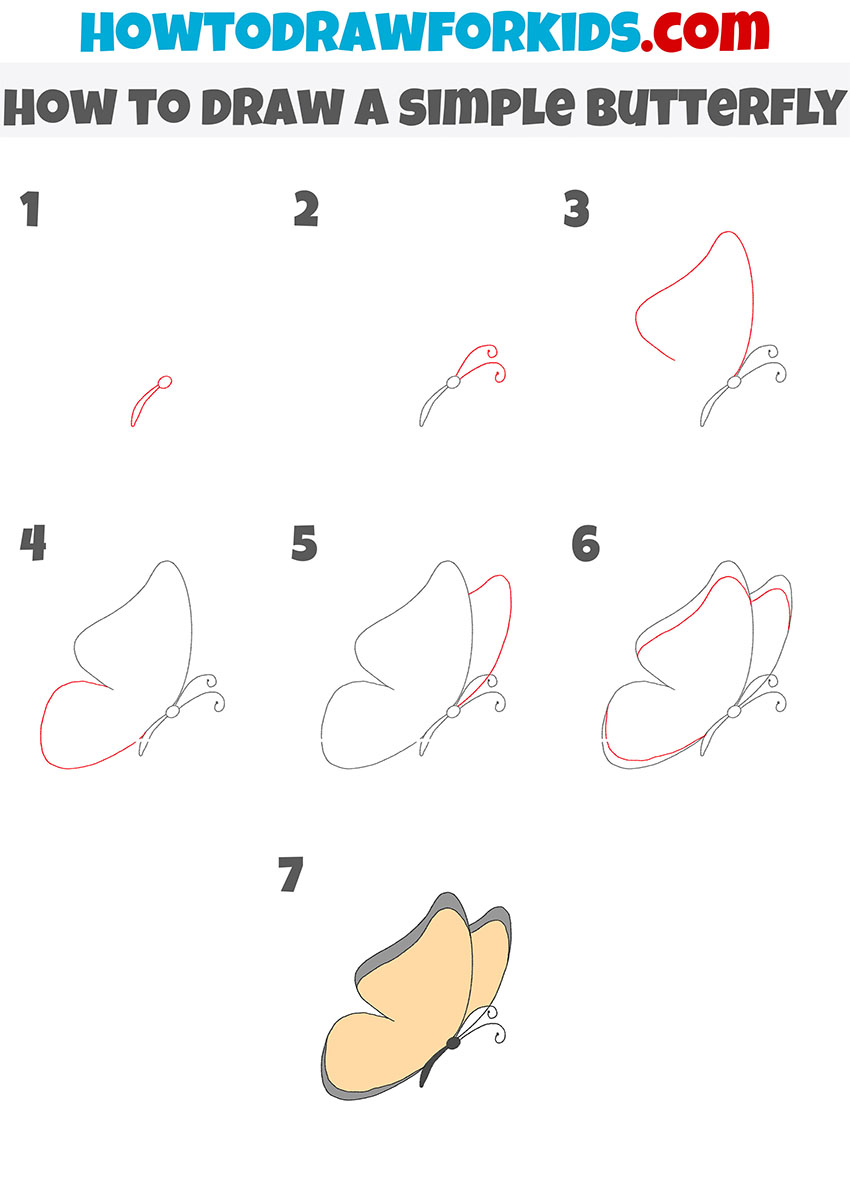 how to draw a simple butterfly step by step