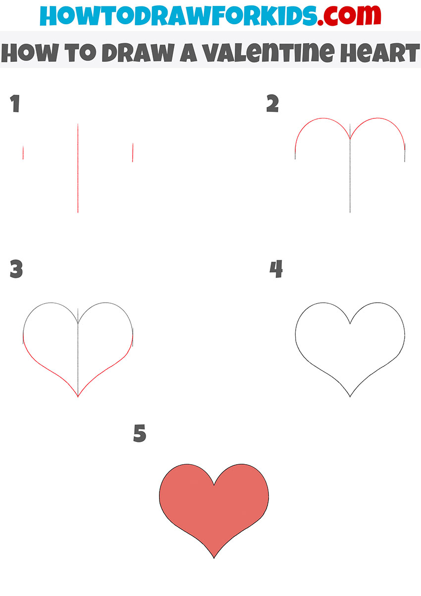 how to draw a valentine heart step by step