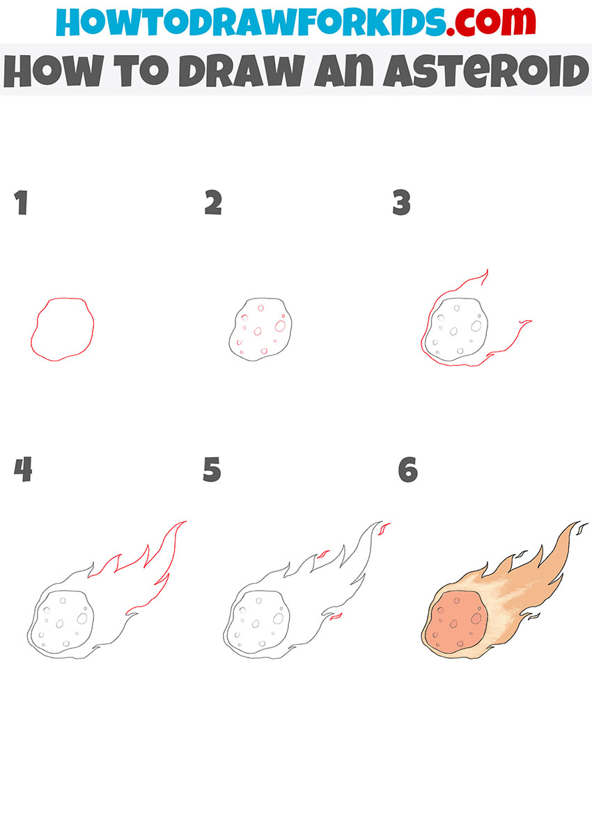 how to draw an asteroid step by step