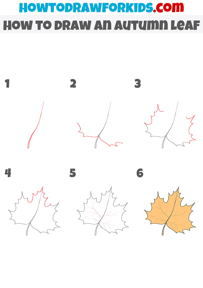 how to draw an autumn leaf step by step