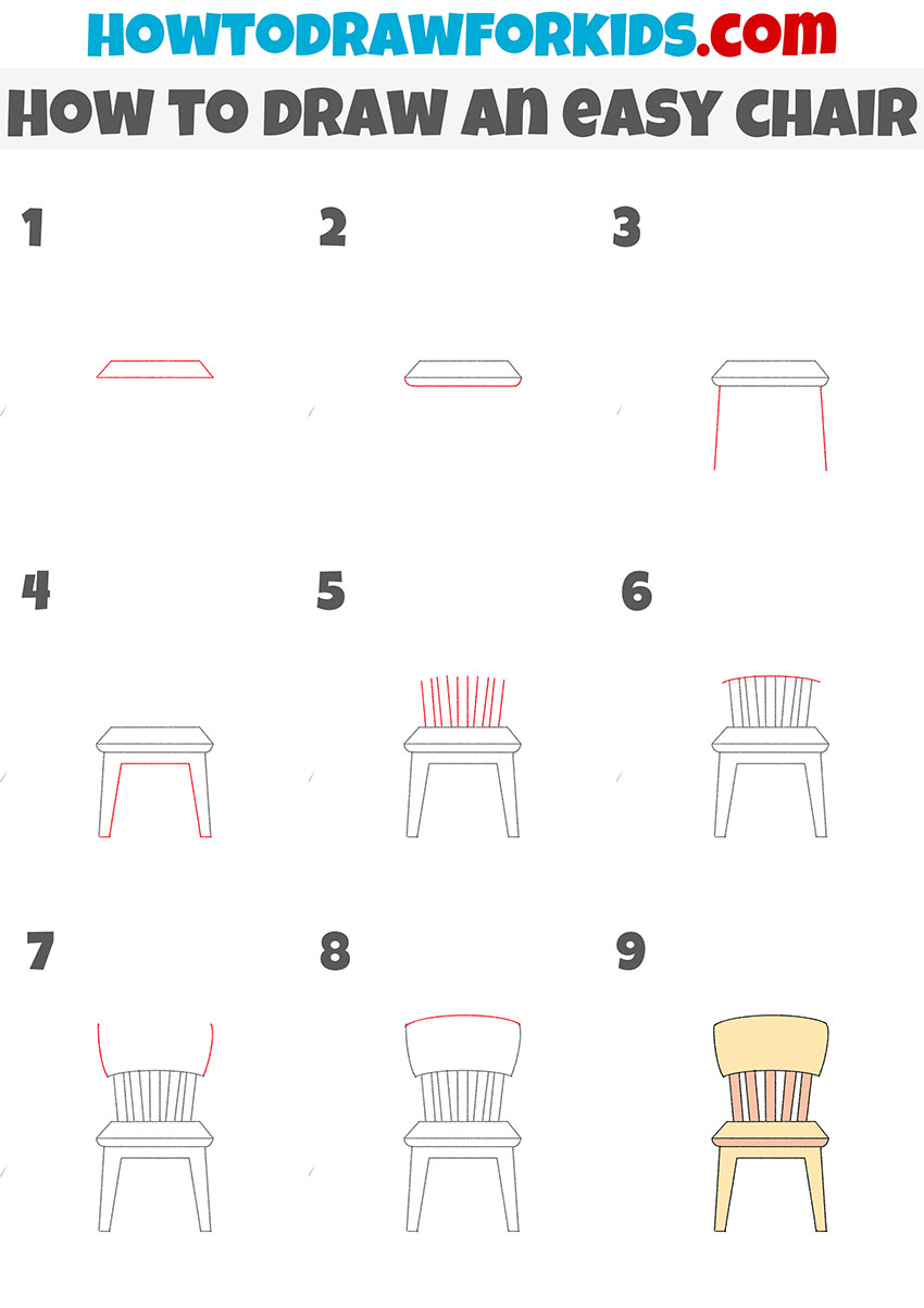 how to draw an easy chair step by step