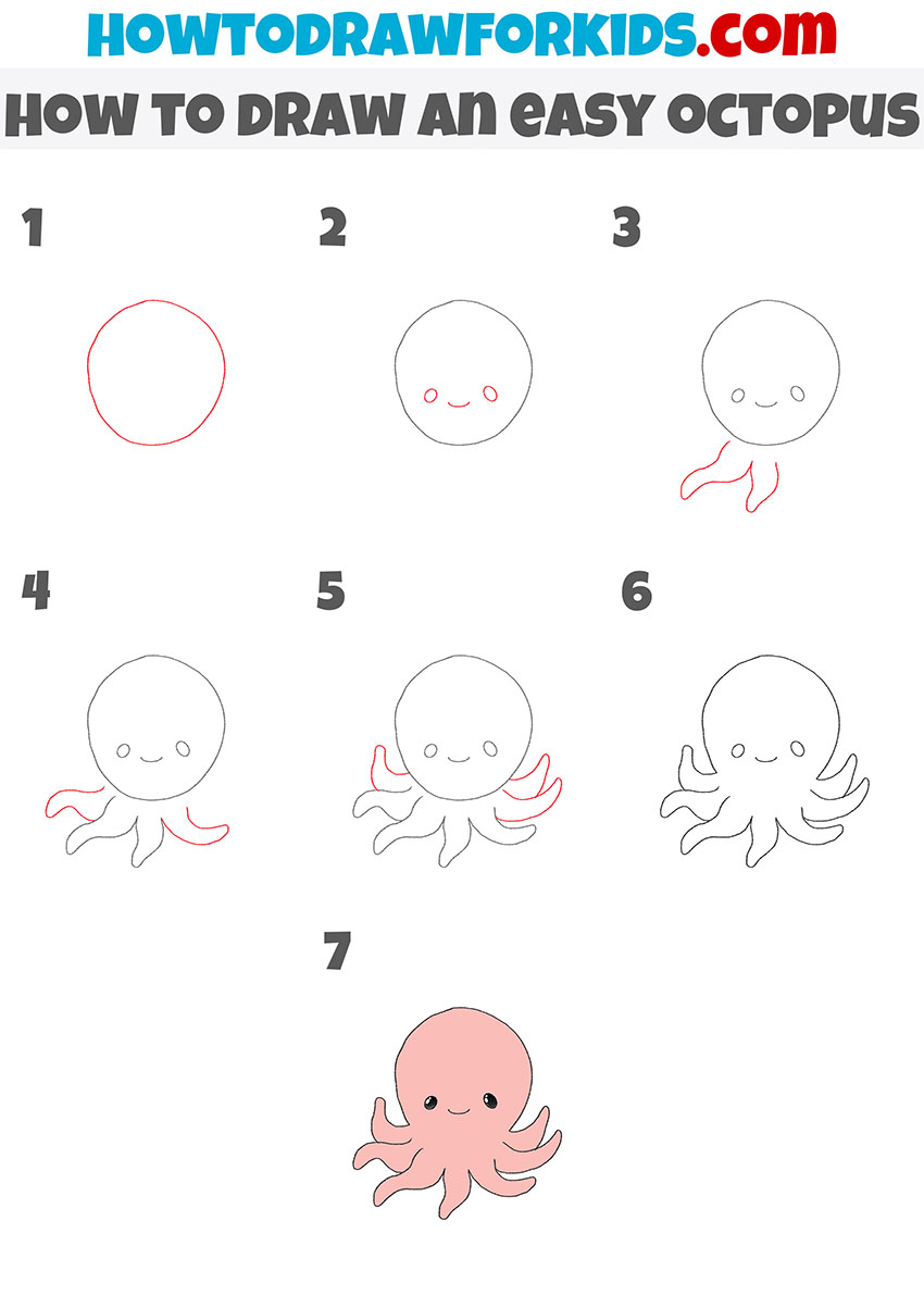 how to draw an easy octopus step by step